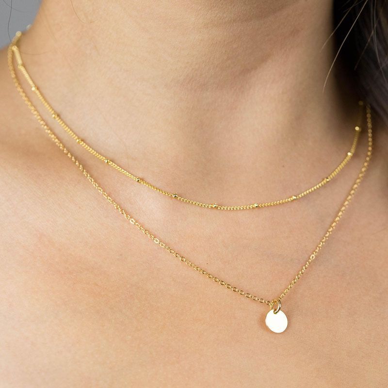 Rosesand - Dubbellaagse legering ketting met schijfhanger