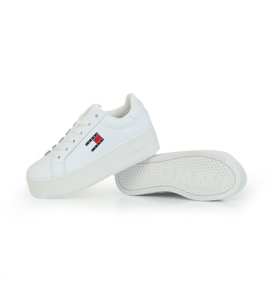 Tênis Tommy Jeans Ess de couro branco com plataforma