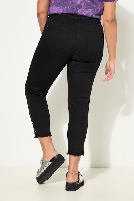 7/8-Twillhose, verzierter Fransensaum, 5-Pocket