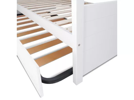 Lit banquette gigogne 90x190 cm bois massif blanc IZAO