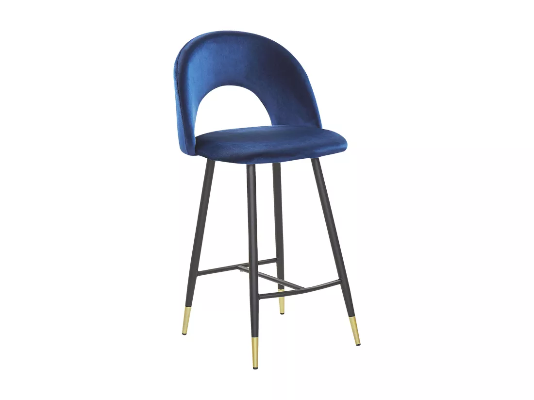 Lot de 2 chaises de bar FALTON Velours Bleu