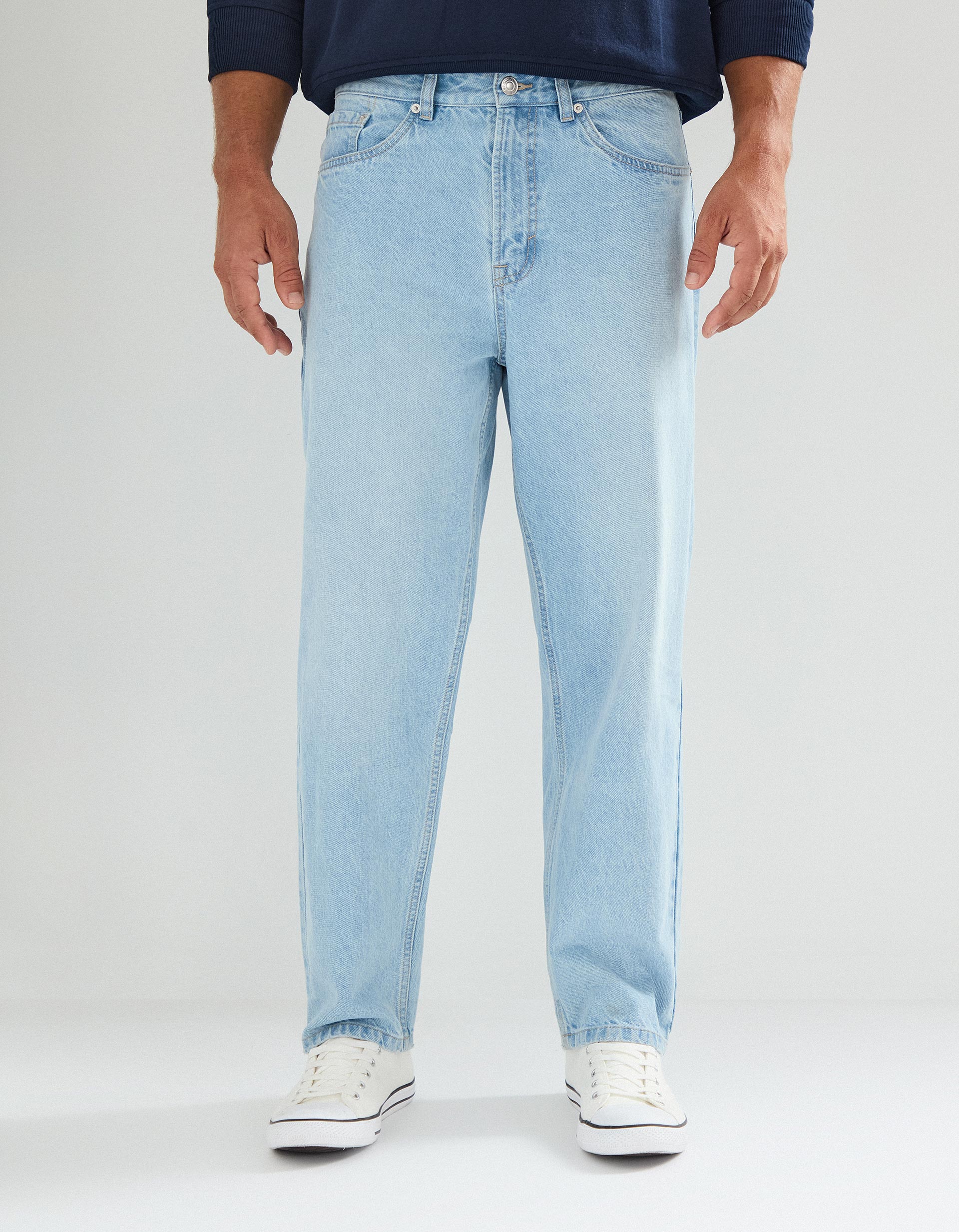 Calças de Ganga 'Loose Fit', Homem, Azul Claro