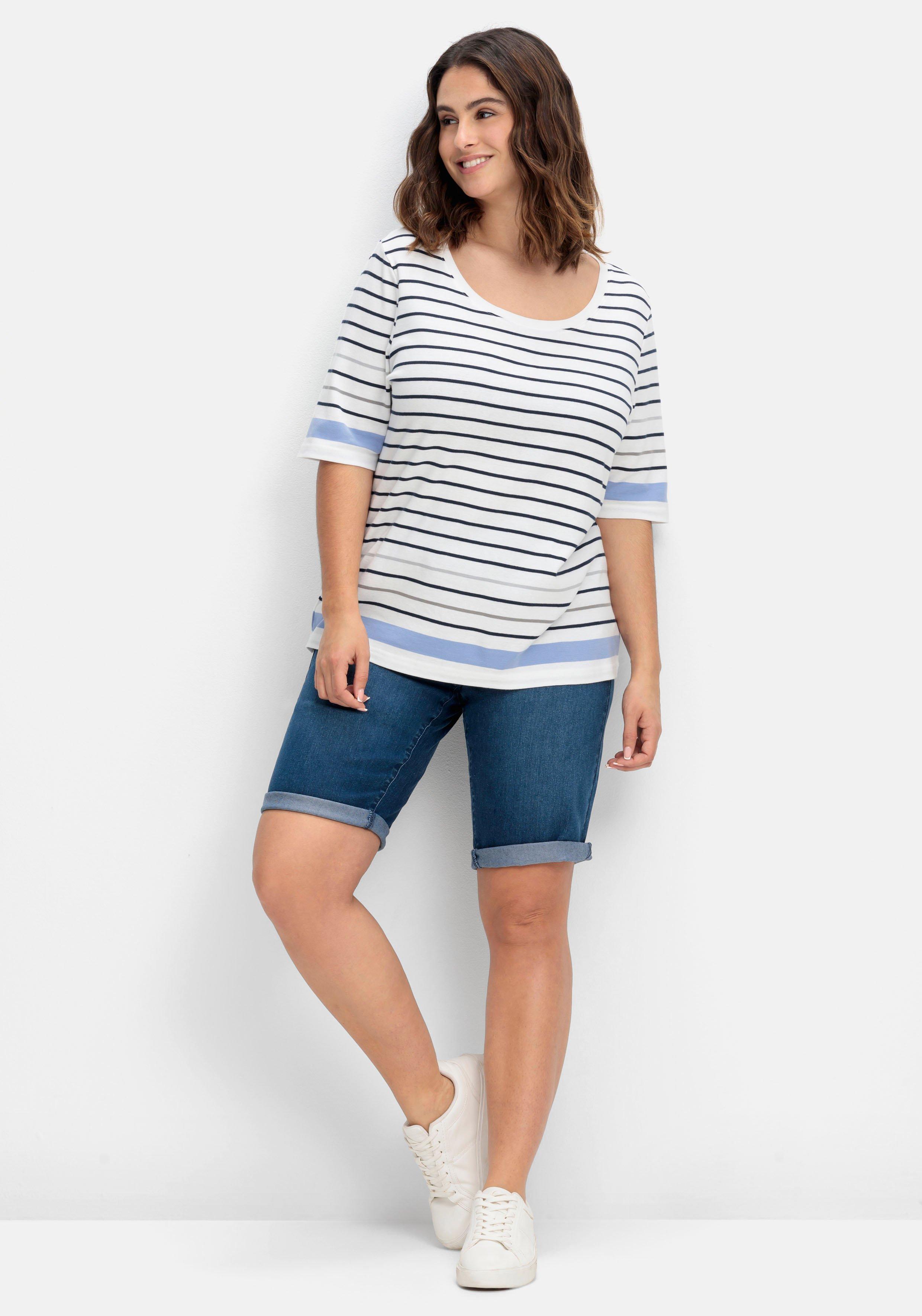Schmale Jeans-Bermudas, mit Gummibund