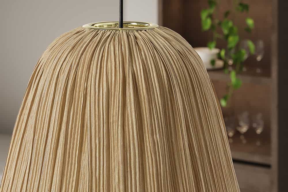 Moderne Hängelampe ORGANIC 45cm natur Stoffschirm Tropfenform Boho