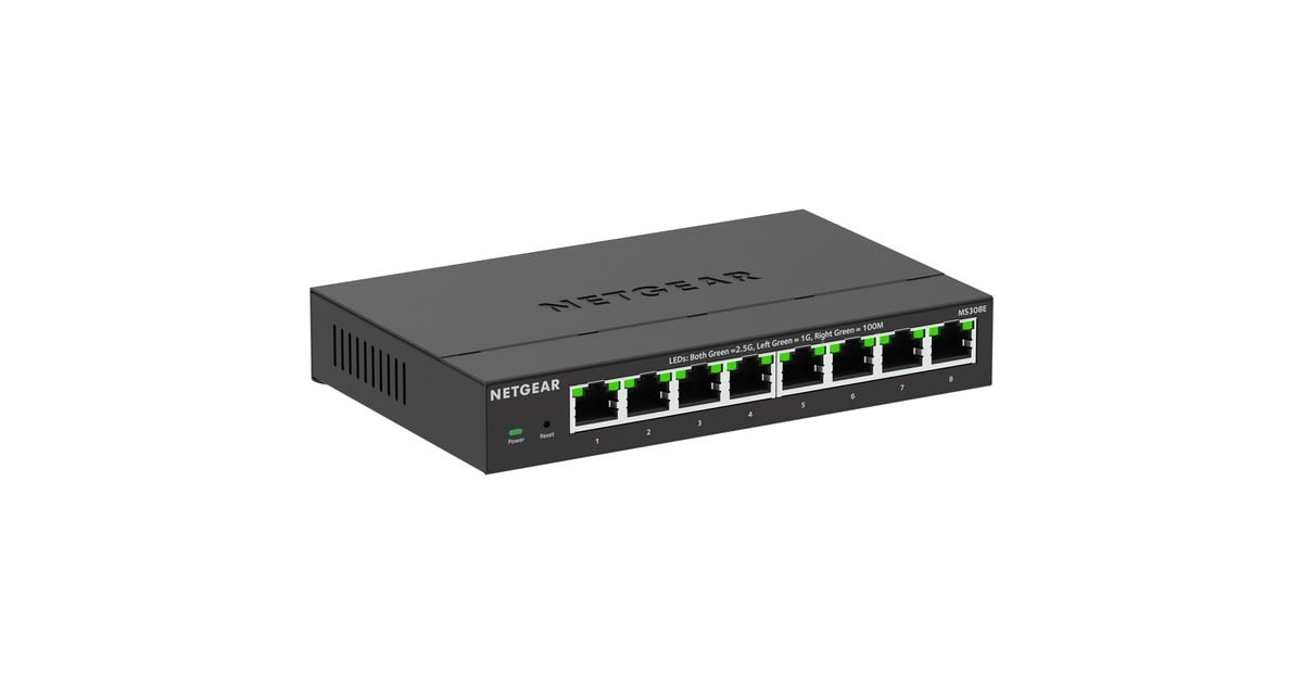 Netgear8-port 2.5G Multi-Gigbit  Ethernet Plus Switch (MS308E)  (Zwart, Unmanaged)