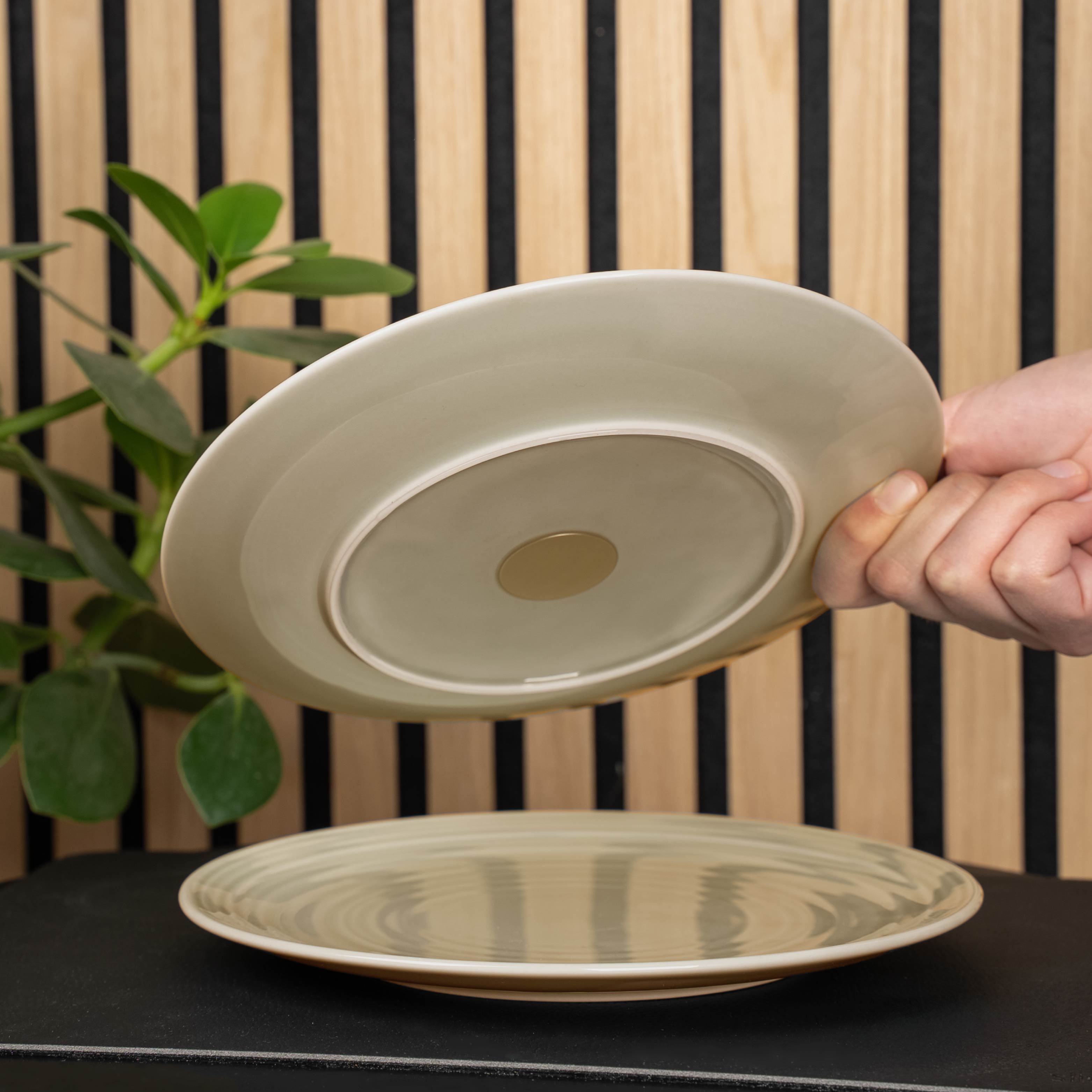 Silwy 23 cm set van 2 magnetisch porseleinen borden - Sand