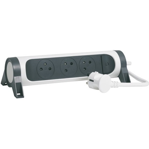 Rallonge multiprise rotative avec interrupteur - 3 prises - 2P+T - cordon 1