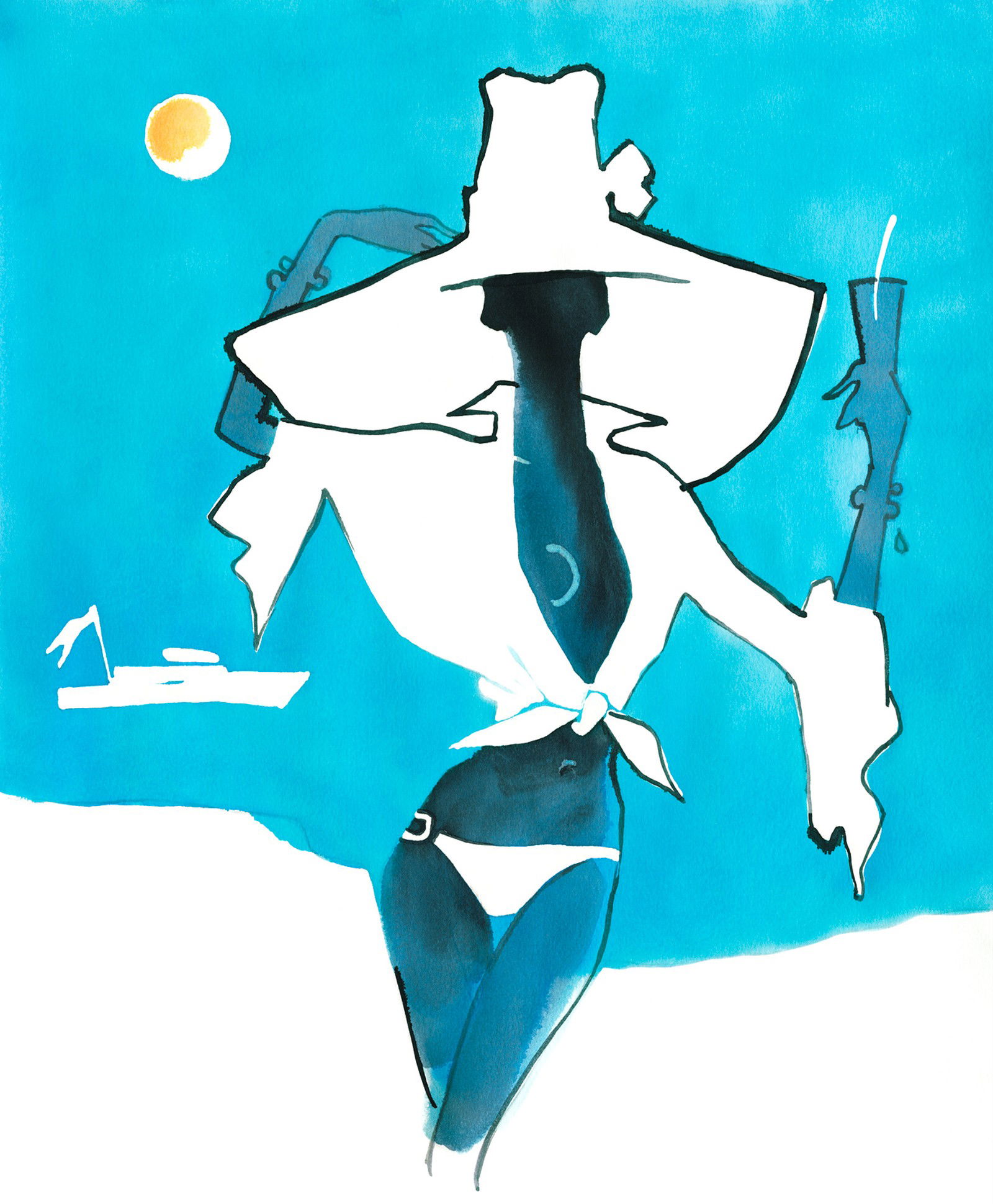 Girl with a yacht by Eduard Erlikh - Limited Edition. Edition of: 150. Signed.