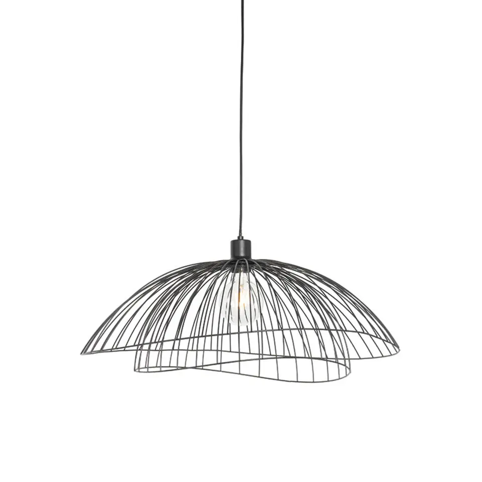 Qazqa hanglampen pua zwart e27