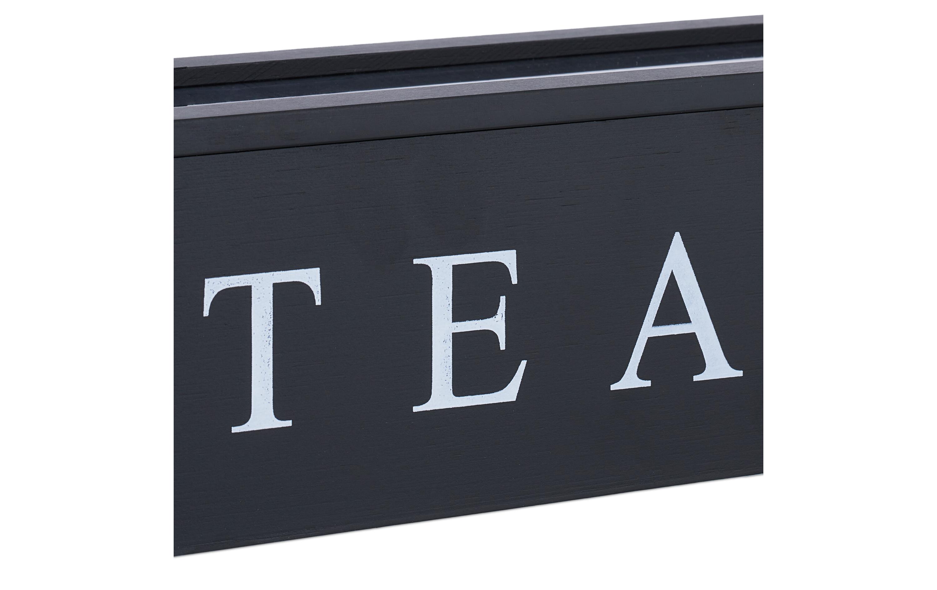 Teebeutel-Box Schwarz/Transparent/WeissTeebox mit 6 Fächern