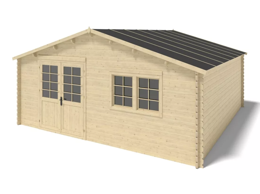 Abri de jardin en bois - 36m2 - 6x6m - Ep. 40mm - Couleur: naturel - DOM749 - ALTANKA