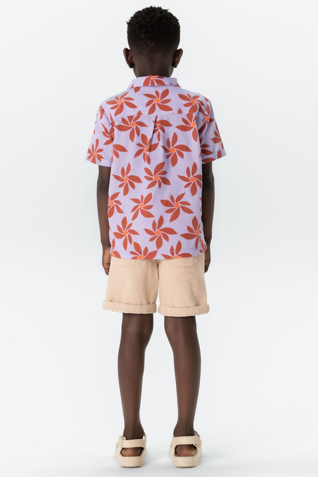 Lavendel overhemd met bloemenprint