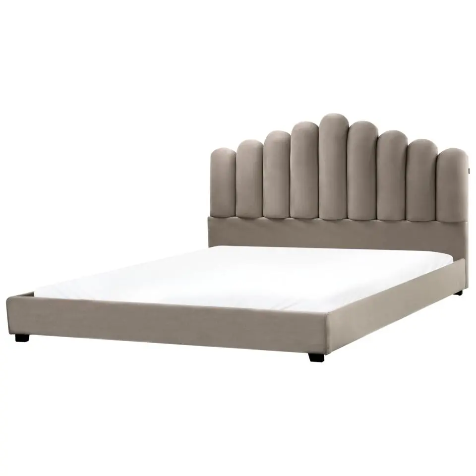 VINCENNES - Bed - Taupe - 180 x 200 cm - Fluweel