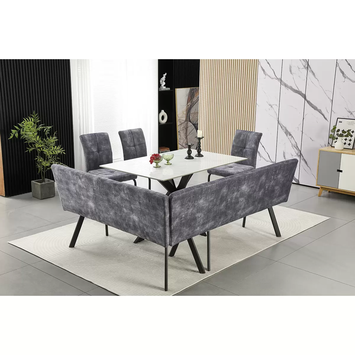 Esstisch Anton 140 schwarz,weiss