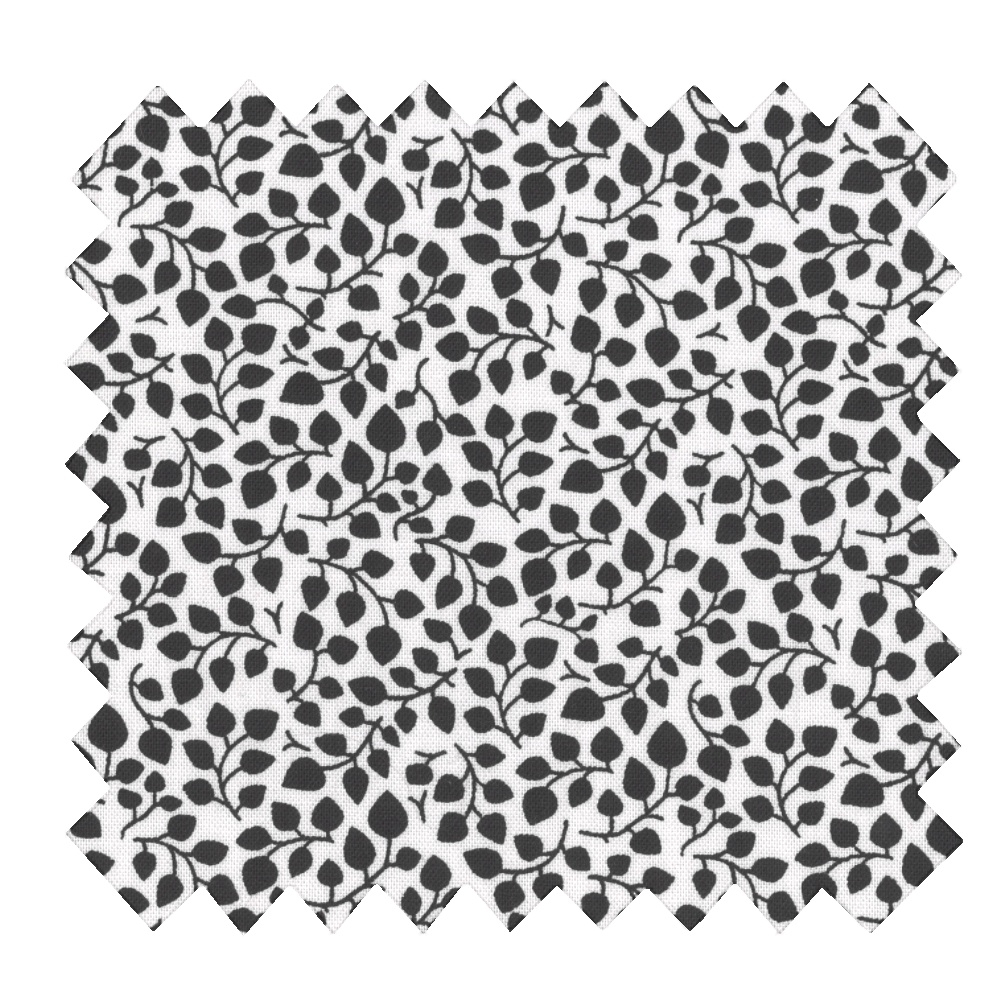 Tissu Coton Au Mètre Ex2311 Feuillage Noir Et Blanc
