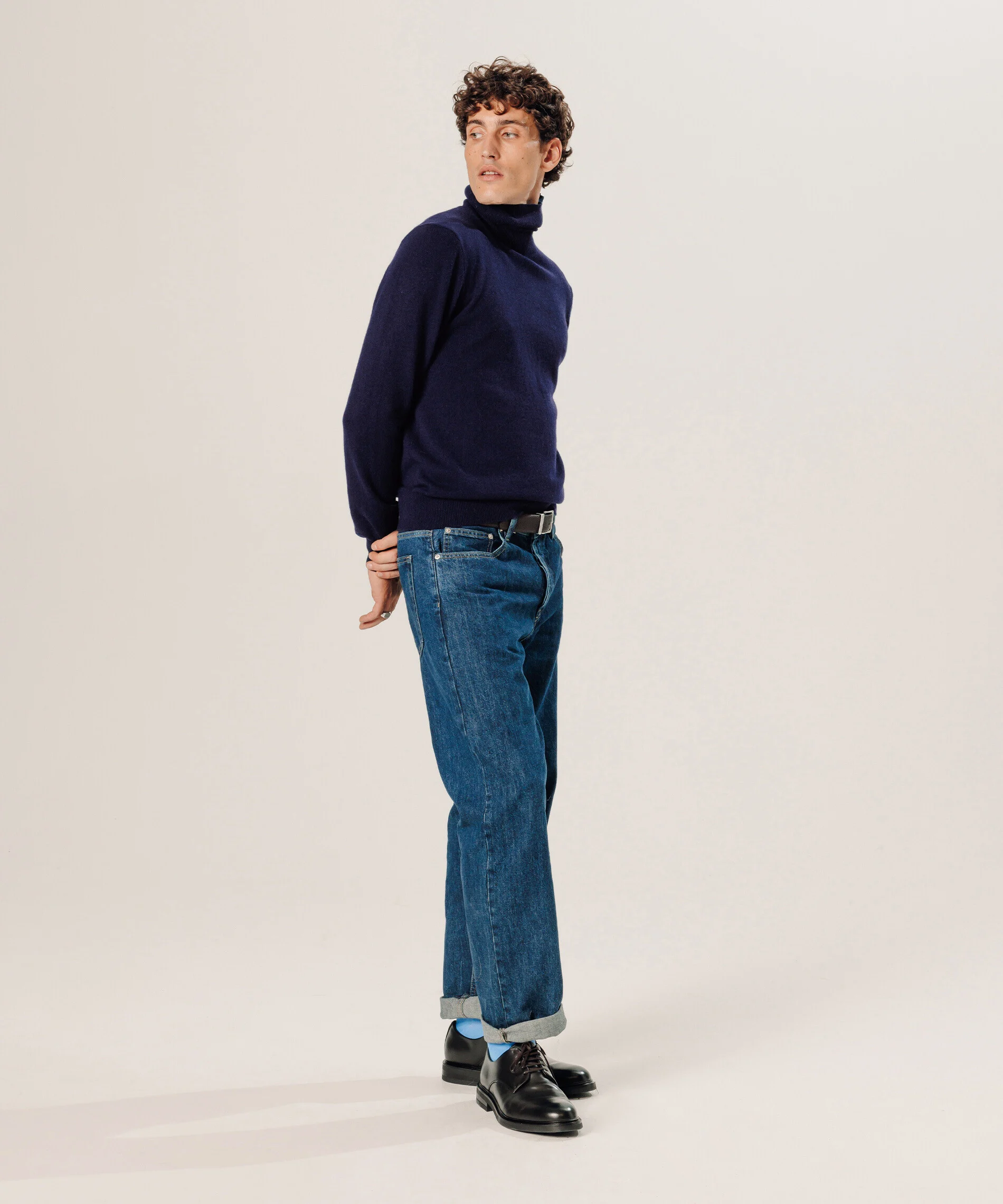Pull col roulé en cachemire | Bleu