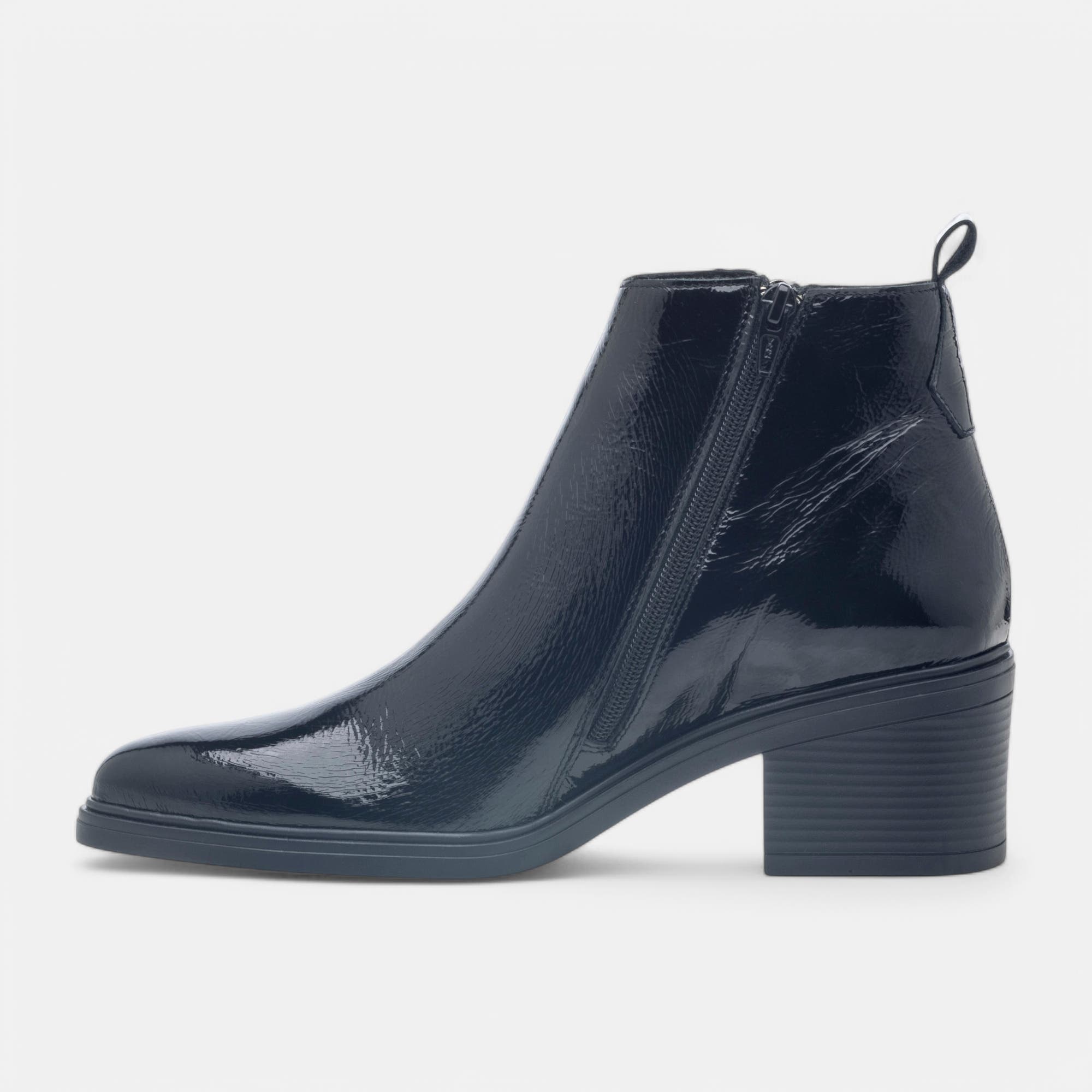 Bottines à talon Femme en cuir noir vernis