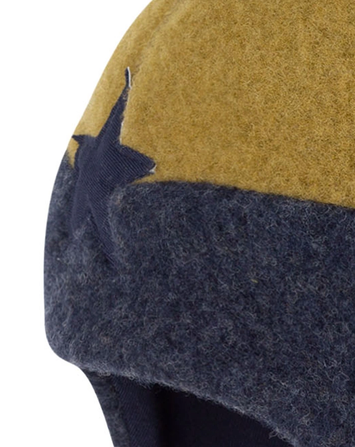 Wollfleece-Zipfelmütze DUO STAR in marine