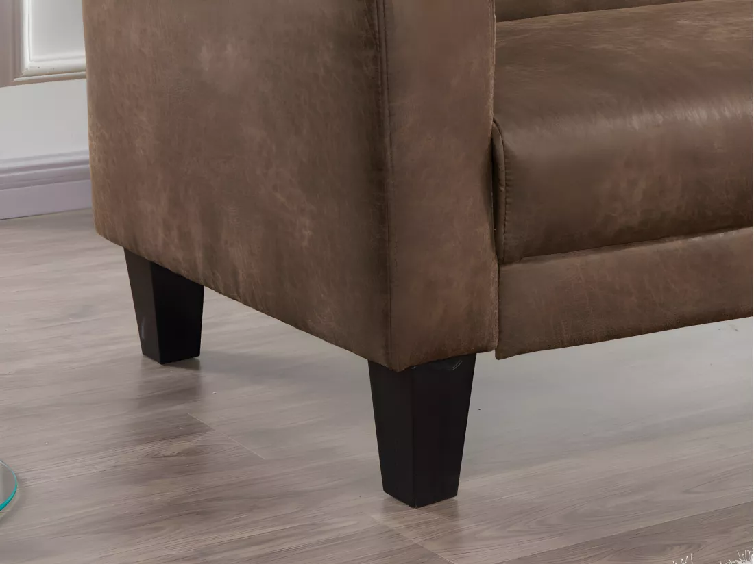 Canapé club 3 places convertible INICIO en microfibre aspect cuir vieilli