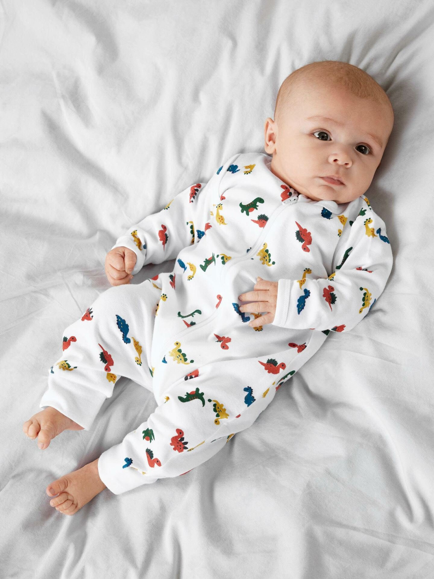 Nightsuit Zip Bright White Dino