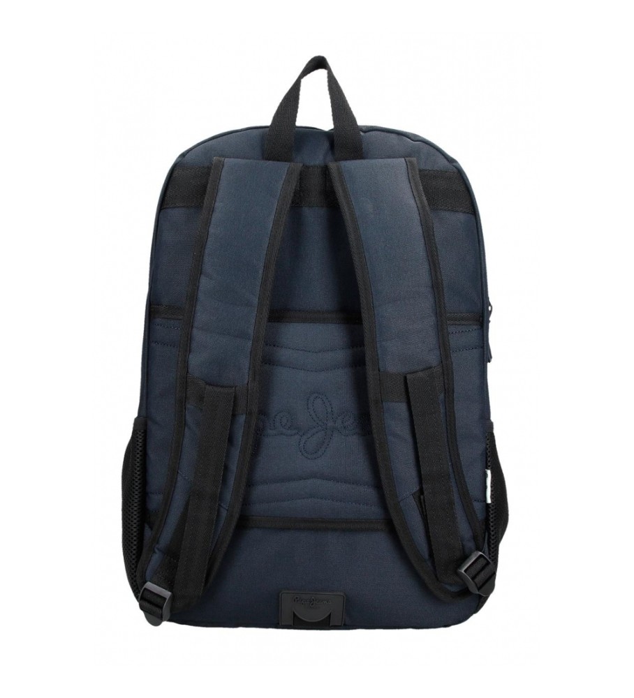 Mochila Pepe Jeans Cromwell com dois compartimentos, 45 cm, adaptável a mala de rodinhas, preta.