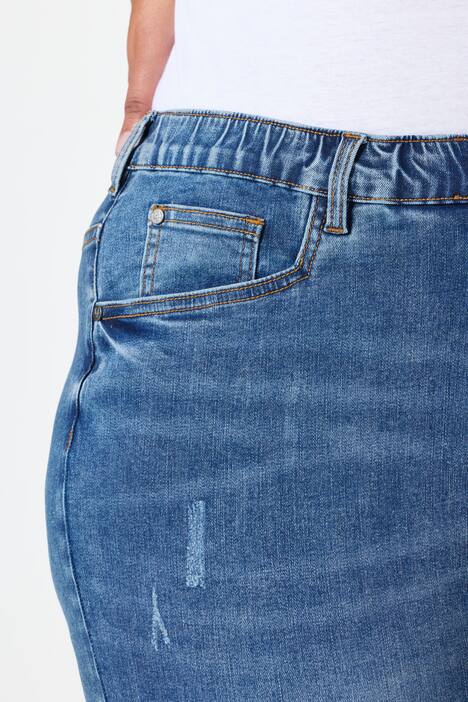 Boyfriend-Jeans, Destroy-Effekte, weites Bein, Komfortbund, blue denim