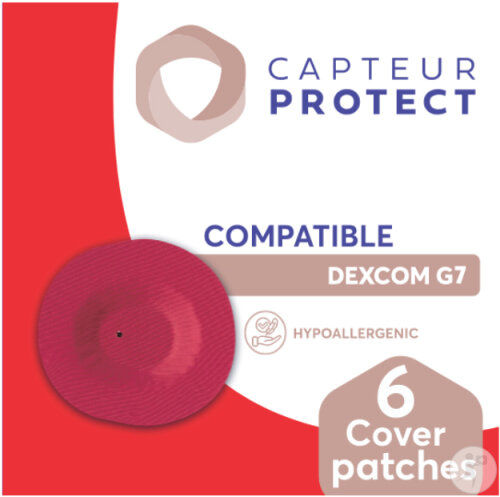 Capteur Protect Patches Rouge Cover Dexcom G7/One+ 6 Pièces