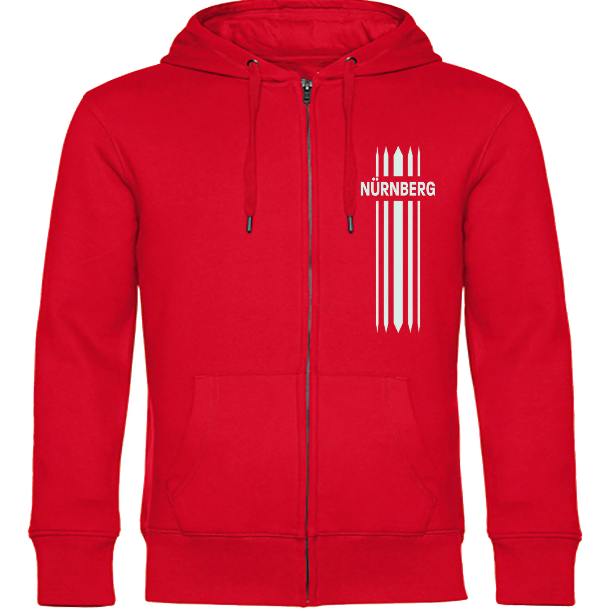 multifanshop® Kapuzen Sweatshirt Jacke - Nürnberg - Streifen - Druck weiß