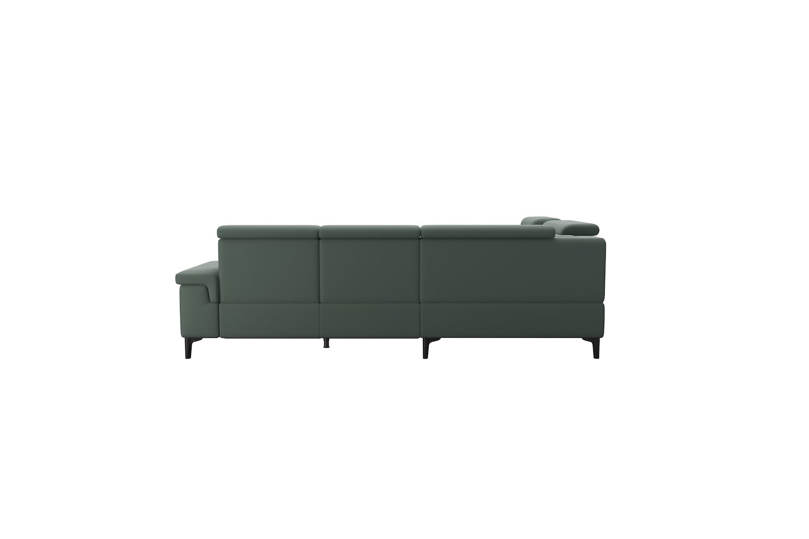 Anna C12 hjørnesofa (PCenterCMM) Hud Paloma Sage Green med A2 arm og polerte organiske sort alu ben, 14 cm. (Power-Center-CornerManual-Manual)