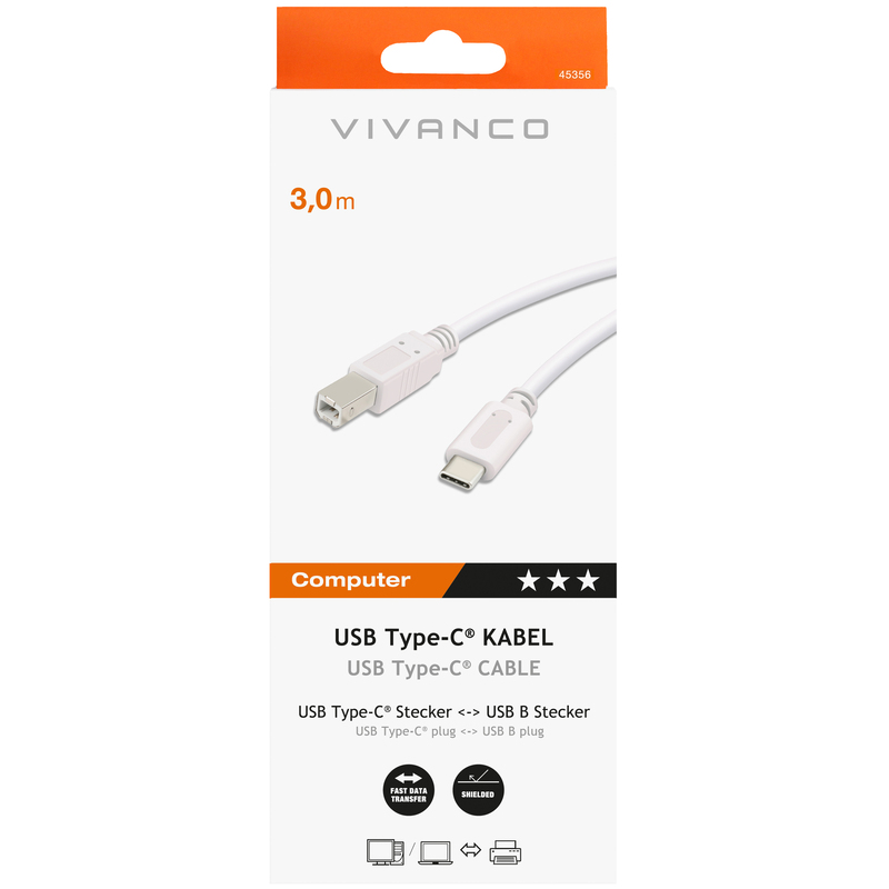 Vivanco Kabel USB-C - USB-B, 3 m