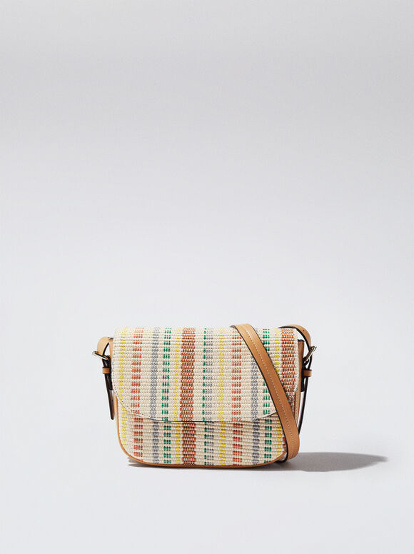 Bolsa transversal com efeito palha - Coral