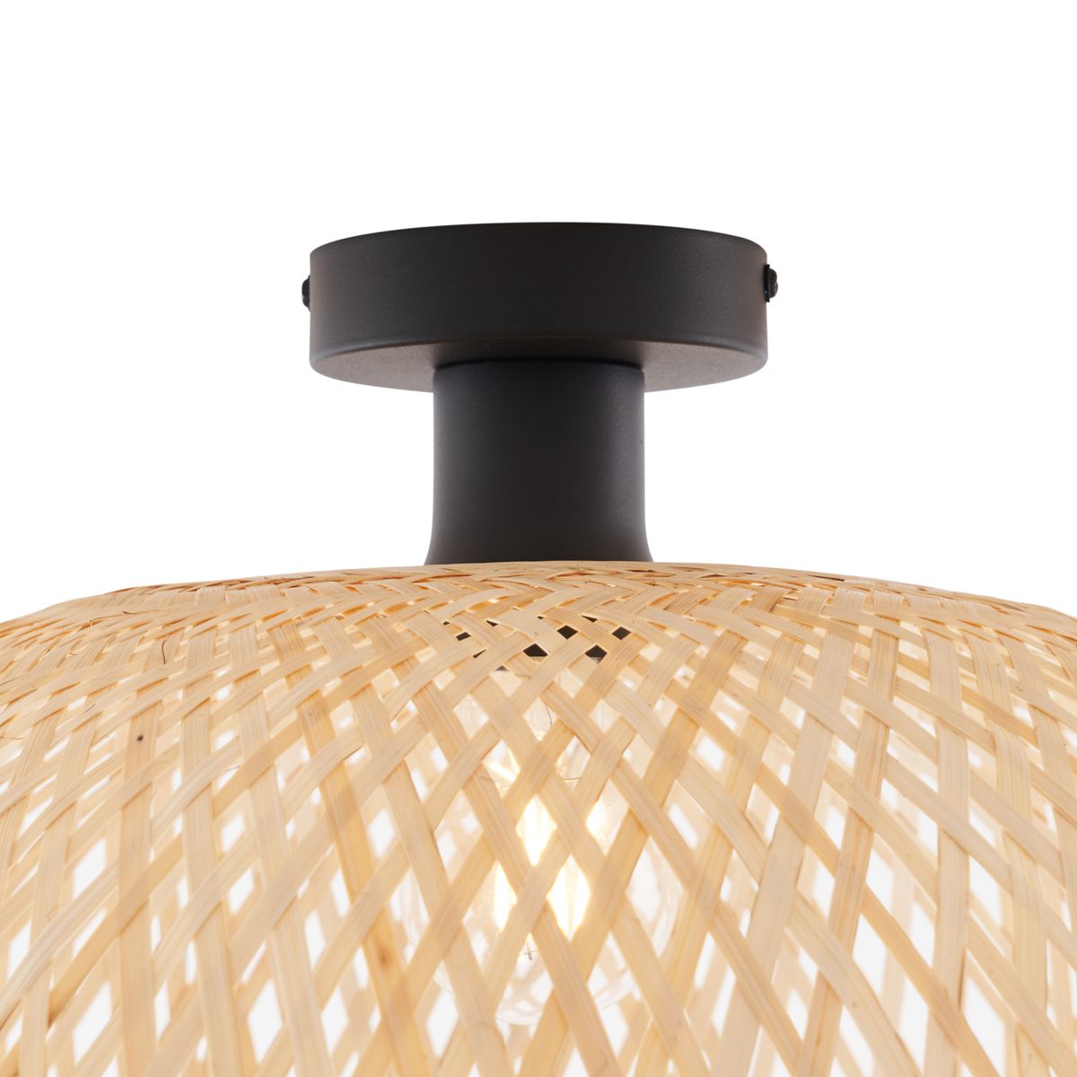Art Deco plafondlamp zwart met naturel bamboe 60cm - Alka