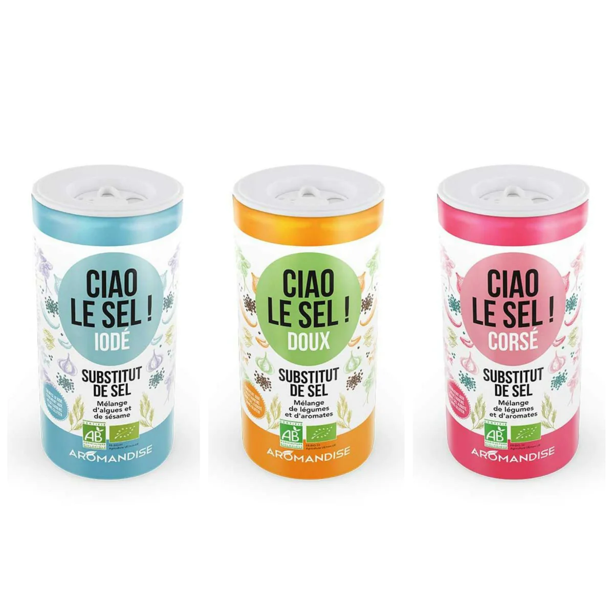 Trio de susbtituts de sel : Doux,Corsé et Iodé Aromandise