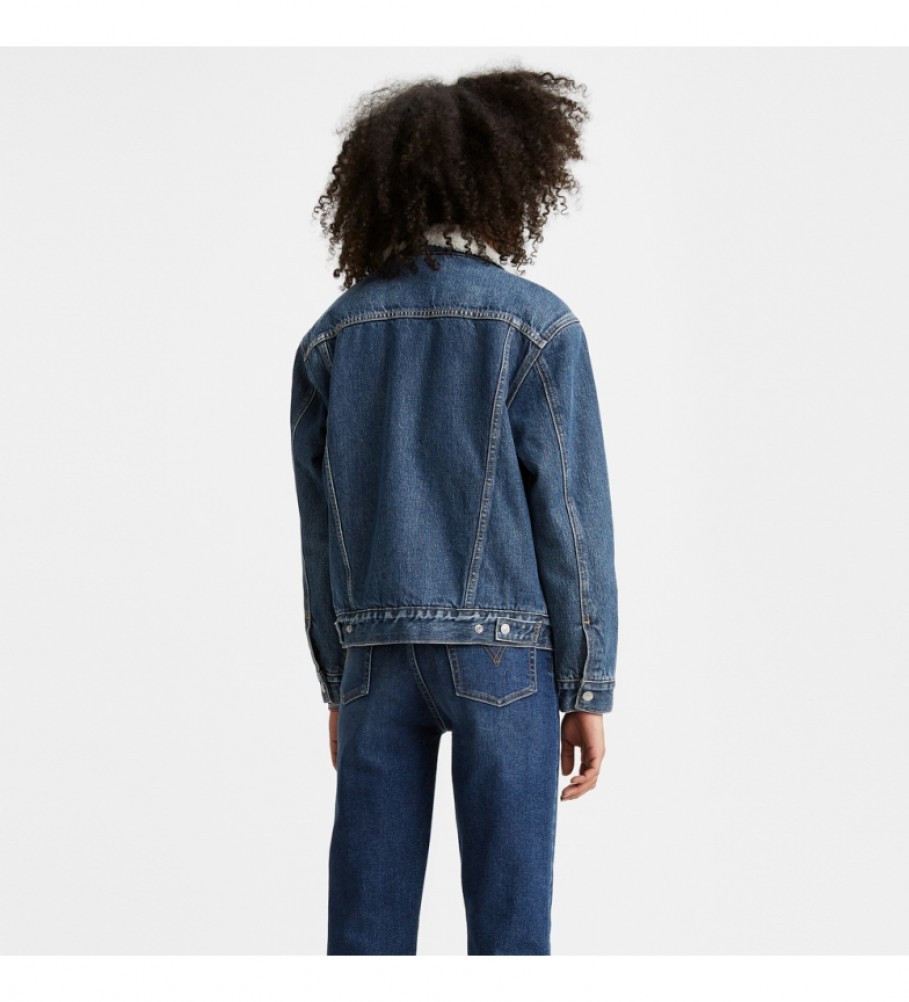 Jaqueta jeans Levi's Exbf Sherpa Trucker azul-marinho