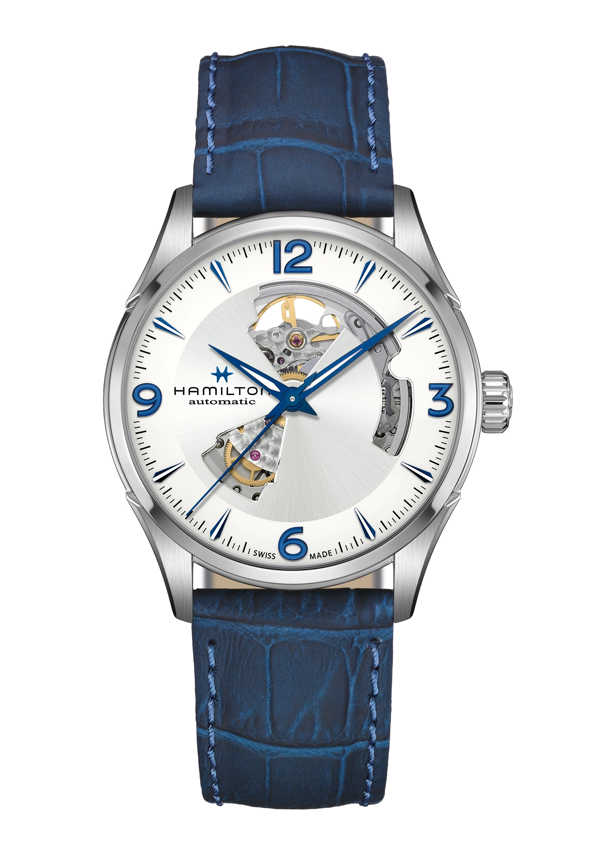Hamilton Jazzmaster Open Heart Herrenuhr Blau H32705651