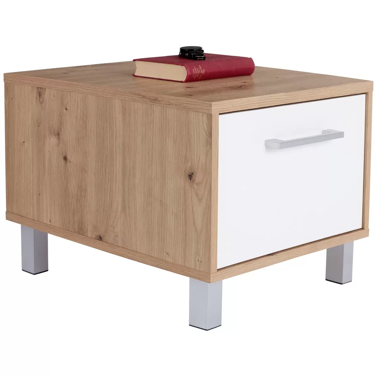 Nachttisch Box weiss,Eiche