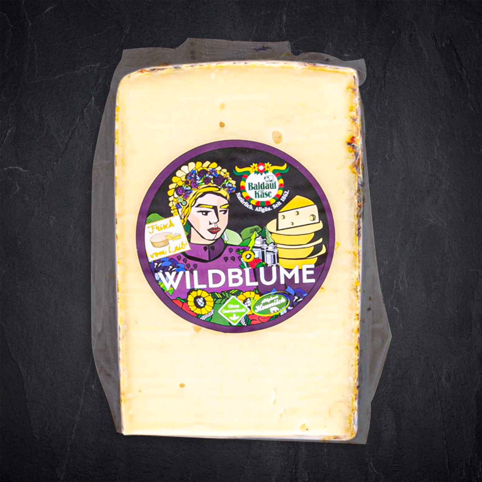 Schnittkäse mit Wildblume