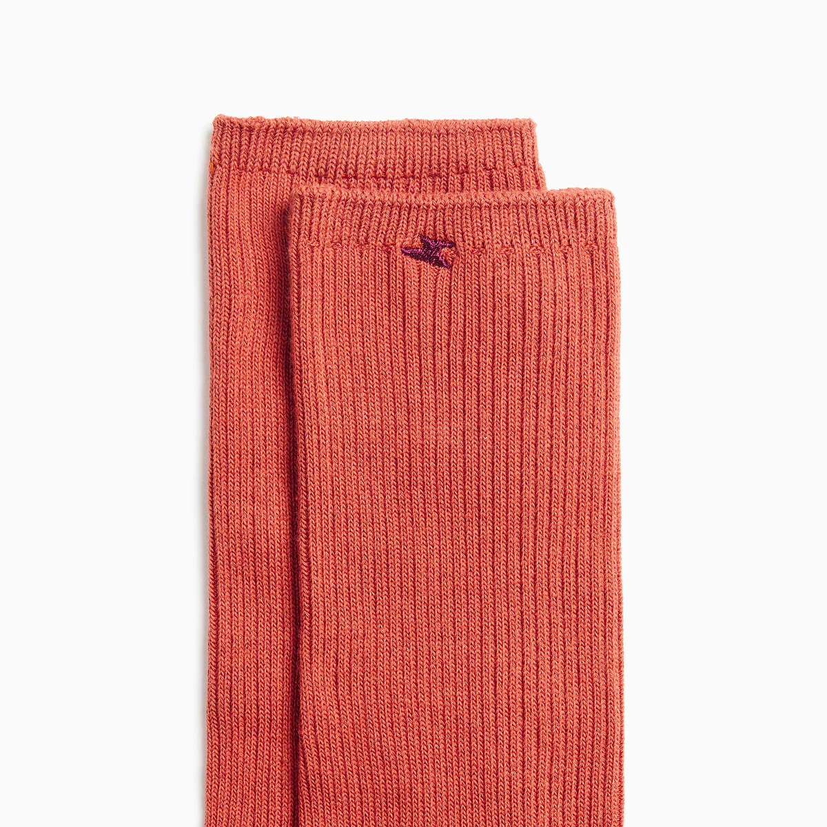 Chaussettes-Chaussettes Ella brique côtelées