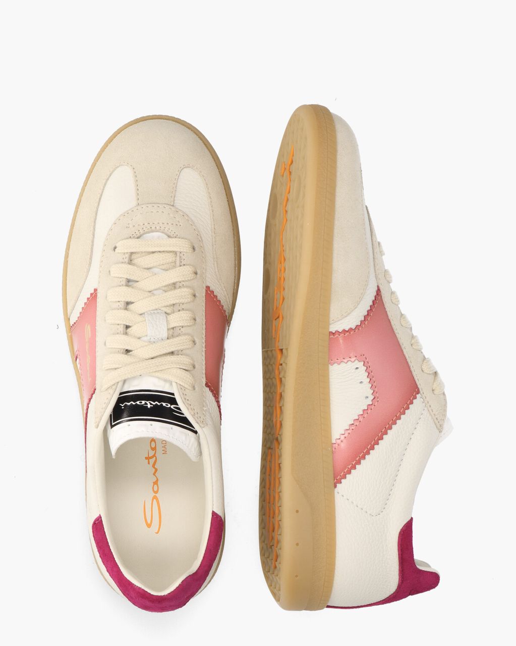 Santoni 61221 Off-White/Roze Damessneakers