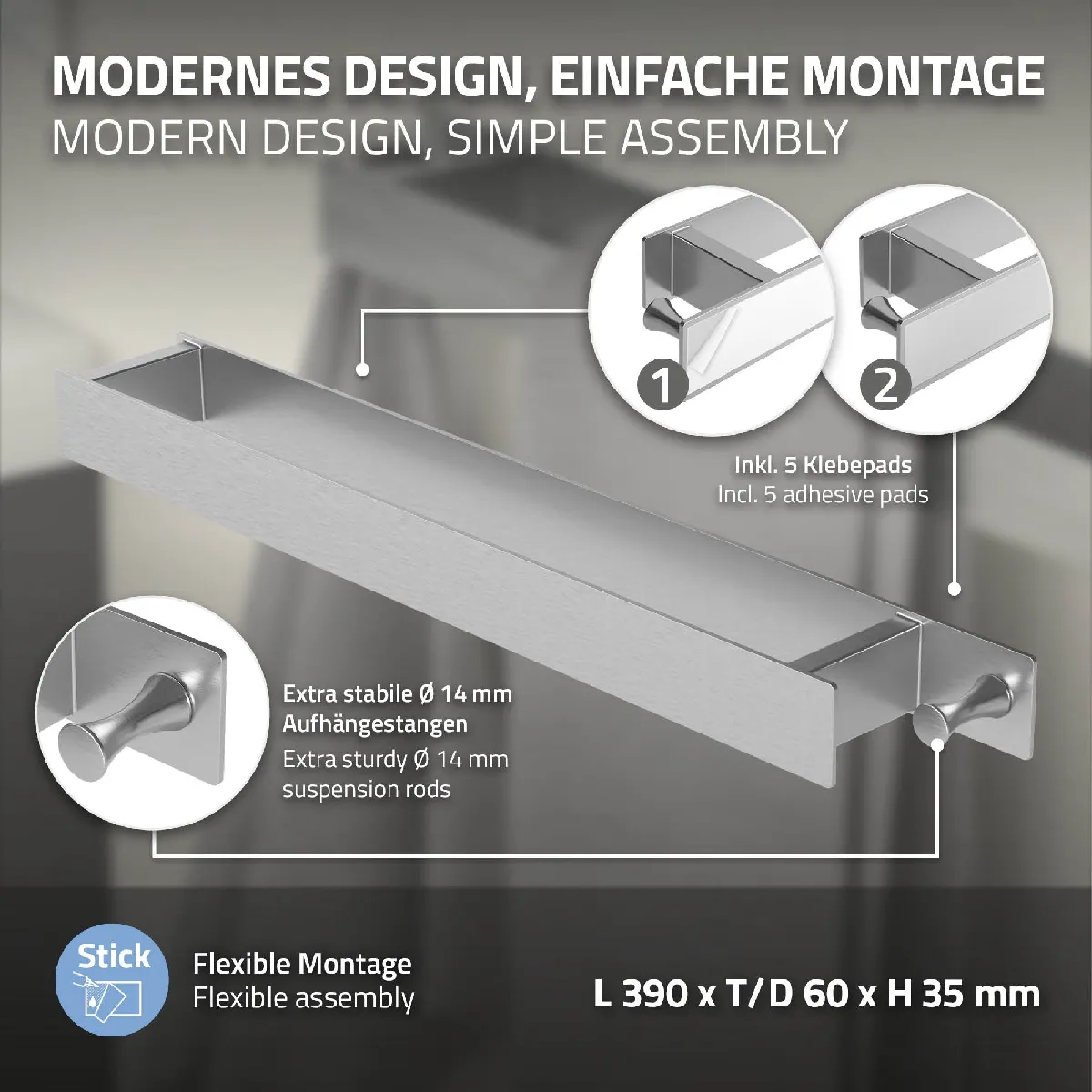 ML-Design Porte-serviettes sans percer