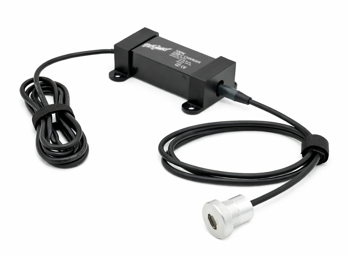 Pekaway MS-10 100W 12/24V naar USB-C inbouwlader - rond metaal zilver