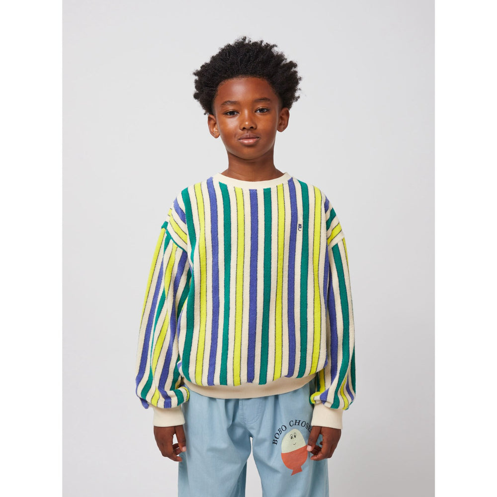 Køb Bobo Choses Offwhite Multicolor Stripes Terry Cloth Sweatshirt