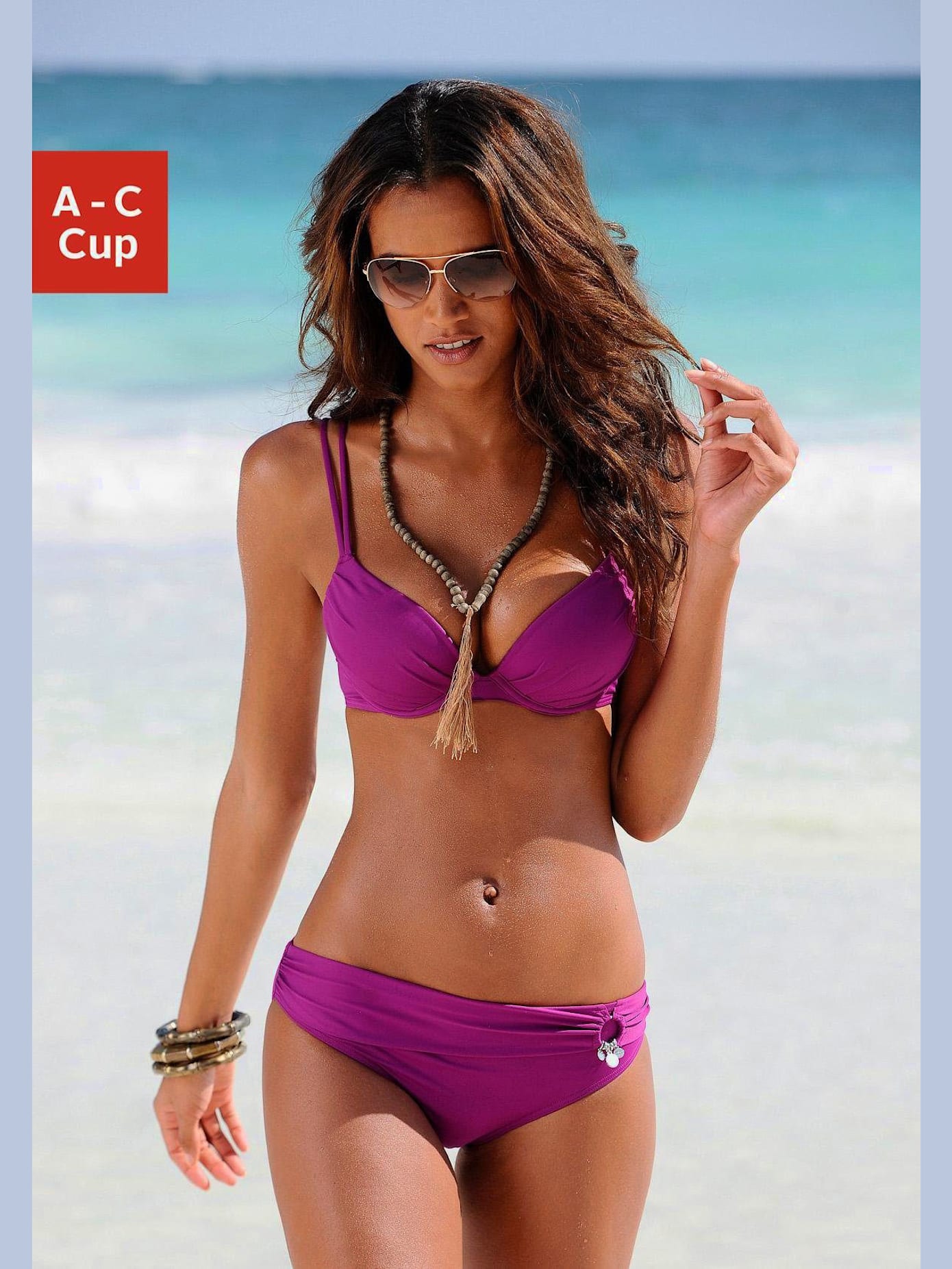 Bikini push-up accessoires couleur argenté
