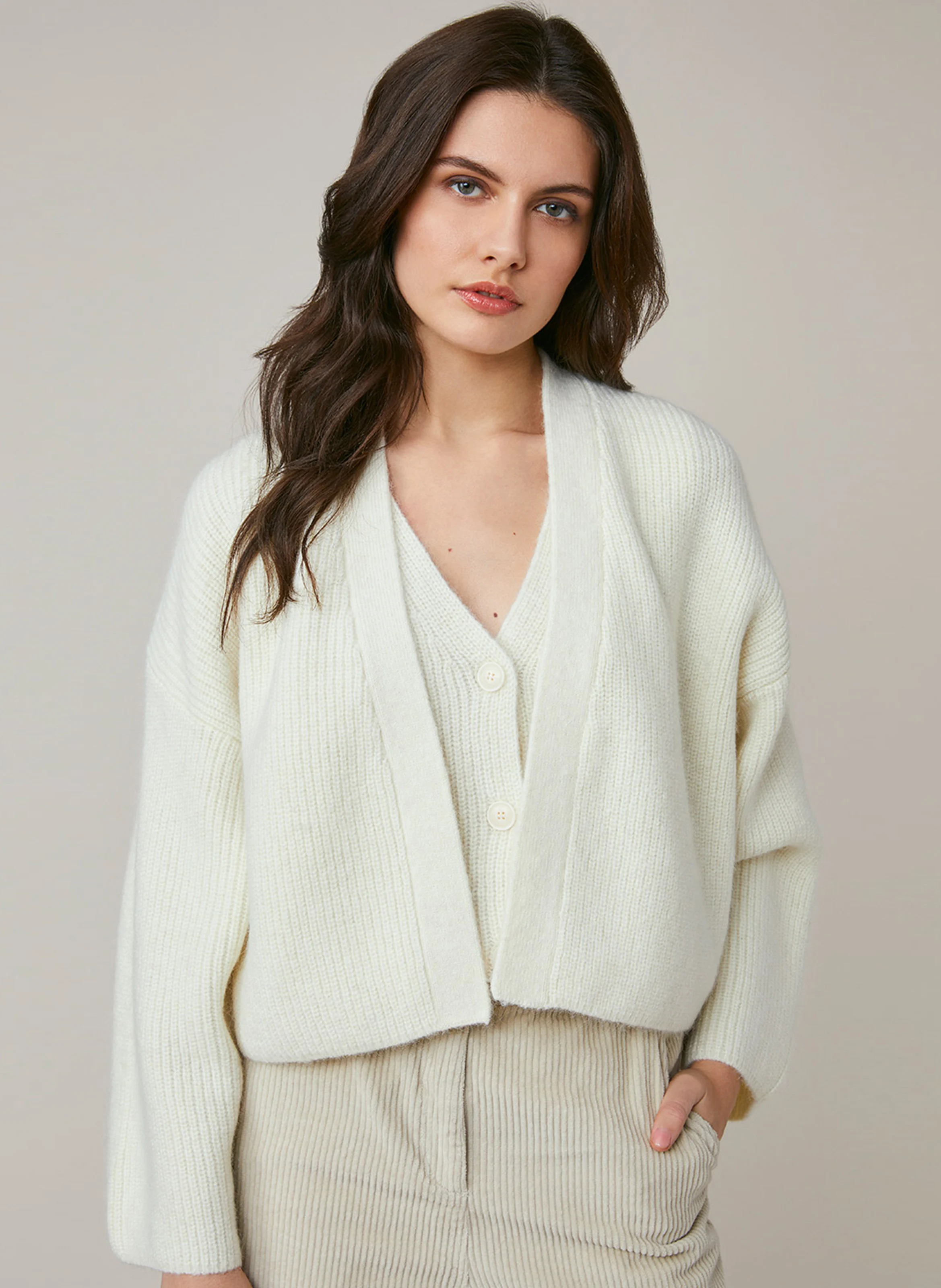 ERICA - Gilet ample en laine mélangée| Blanc
