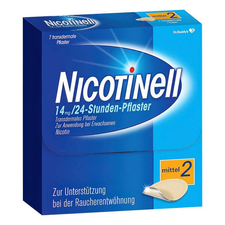NICOTINELL 14 mg / 24-Stunden- Nikotinpflaster, Pflasterstärke Mittel (2), 7 St
