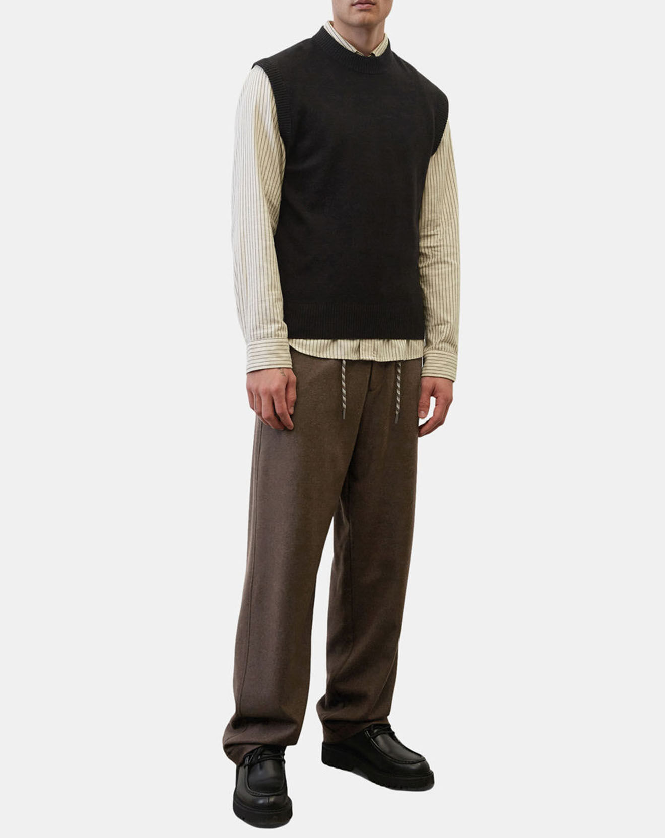 Marc O'Polo Pull sans manches en Laine & Coton noir