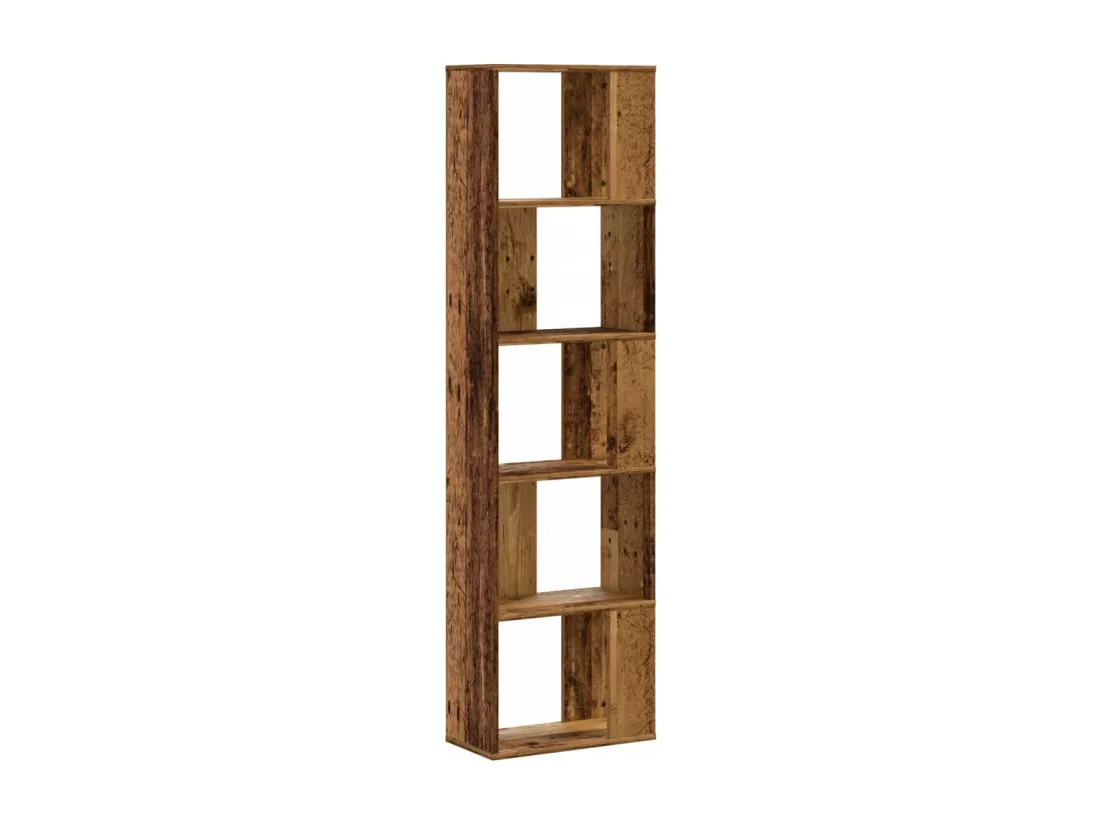 Bibliothèque 5 niveaux vieux bois bois d'ingénierie