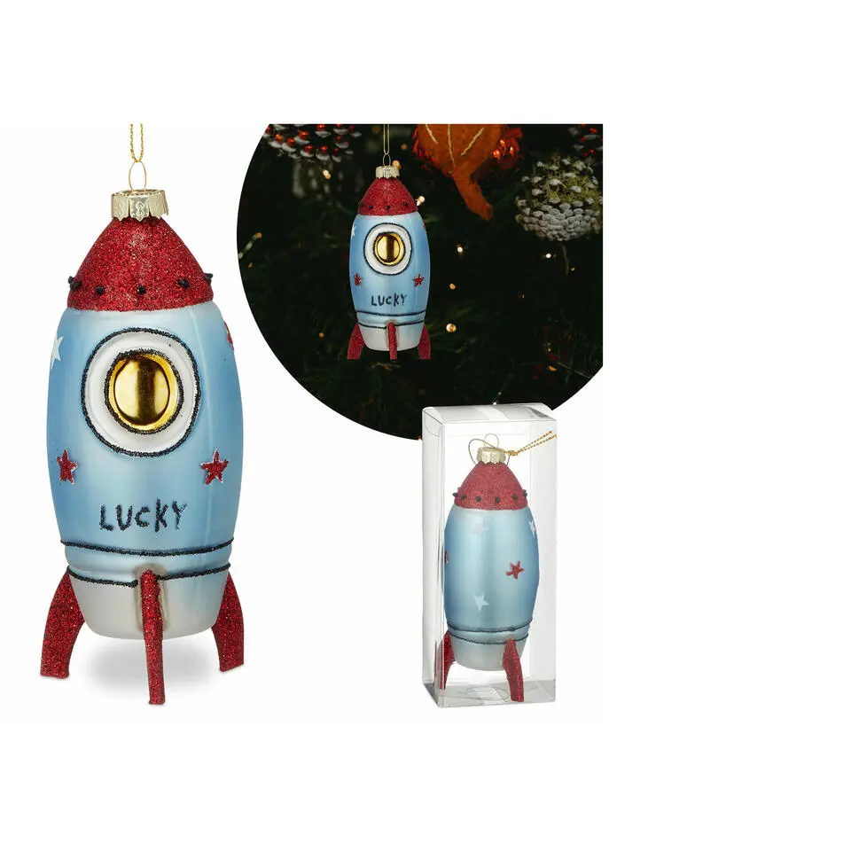 Bellatio Decorations Kersthangers - 14 cm - glazen raket