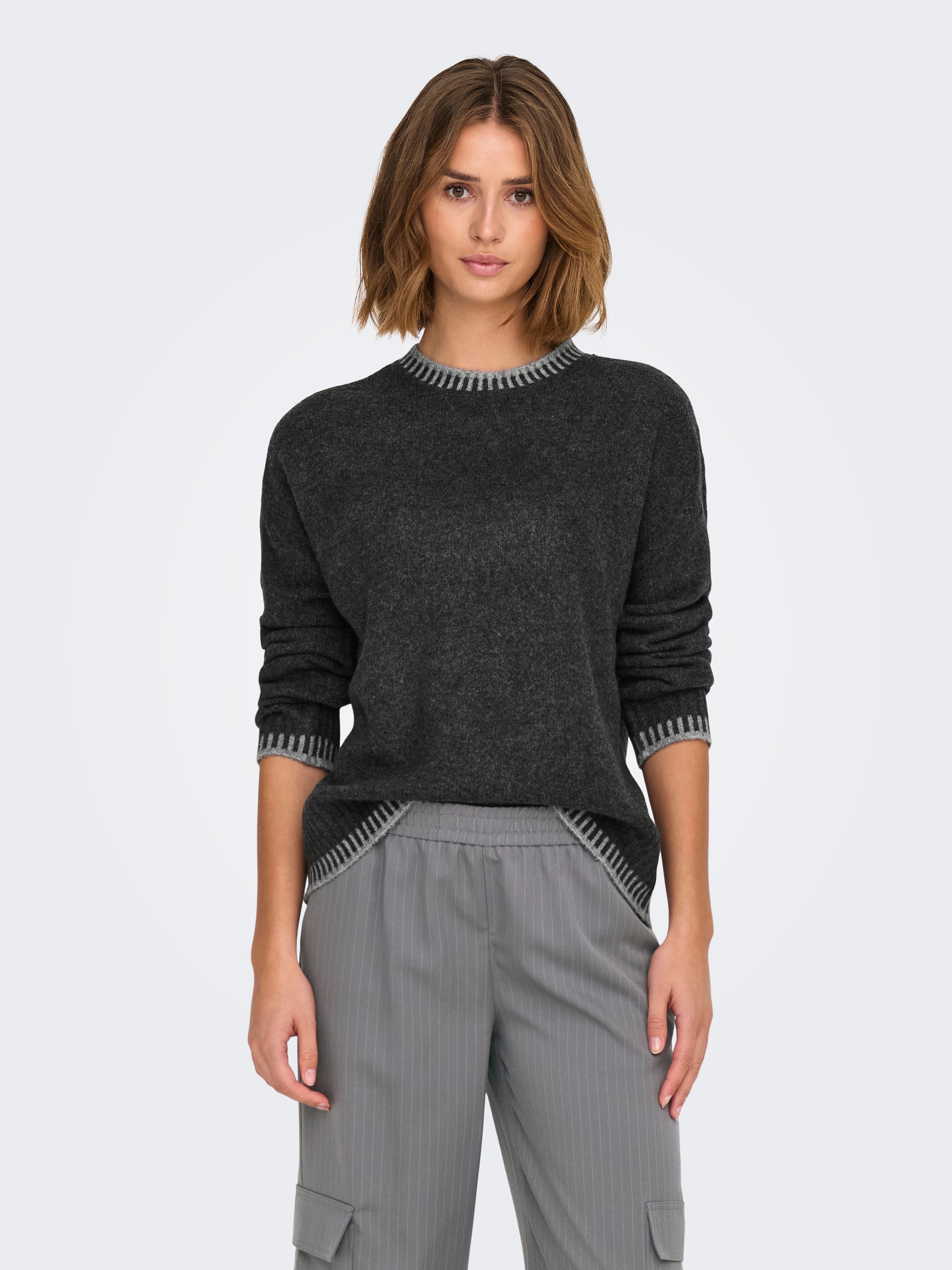 ONLSILMA Strickpullover Dark Grey Melange