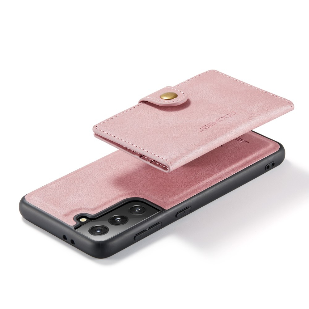 2in1 Samsung Galaxy S21 FE 5G Leder Hülle Wallet   Magnetisches Kreditkartenfach - Rosa